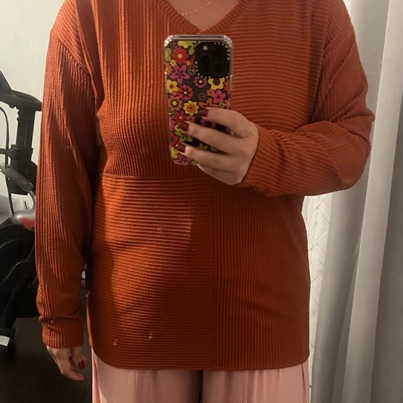 Rust Color Ribbed Tunic - Picture 5 of 7